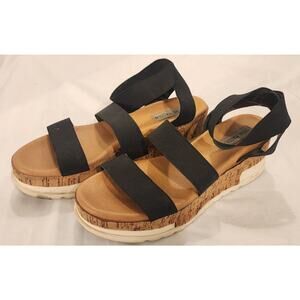 Steve Madden Bandi Black Elastic Platform Sandals Women's Size 8.5 M